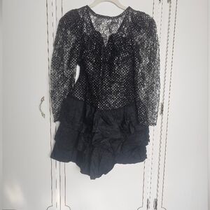 Black Lace and Ruffle Dress